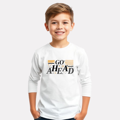 Trendy Graphic Printed Boy Cotton Full Sleeve T-Shirt (White)