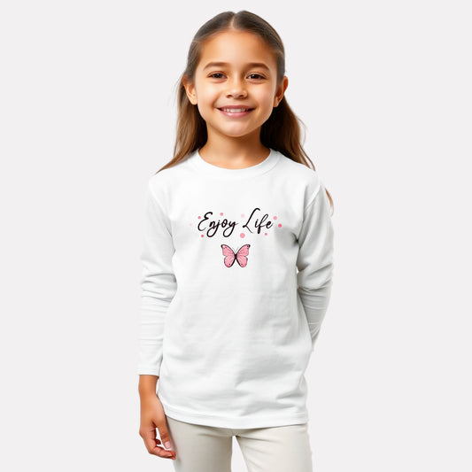 Comfy Round Neck Full Sleeve T-Shirt for Girls