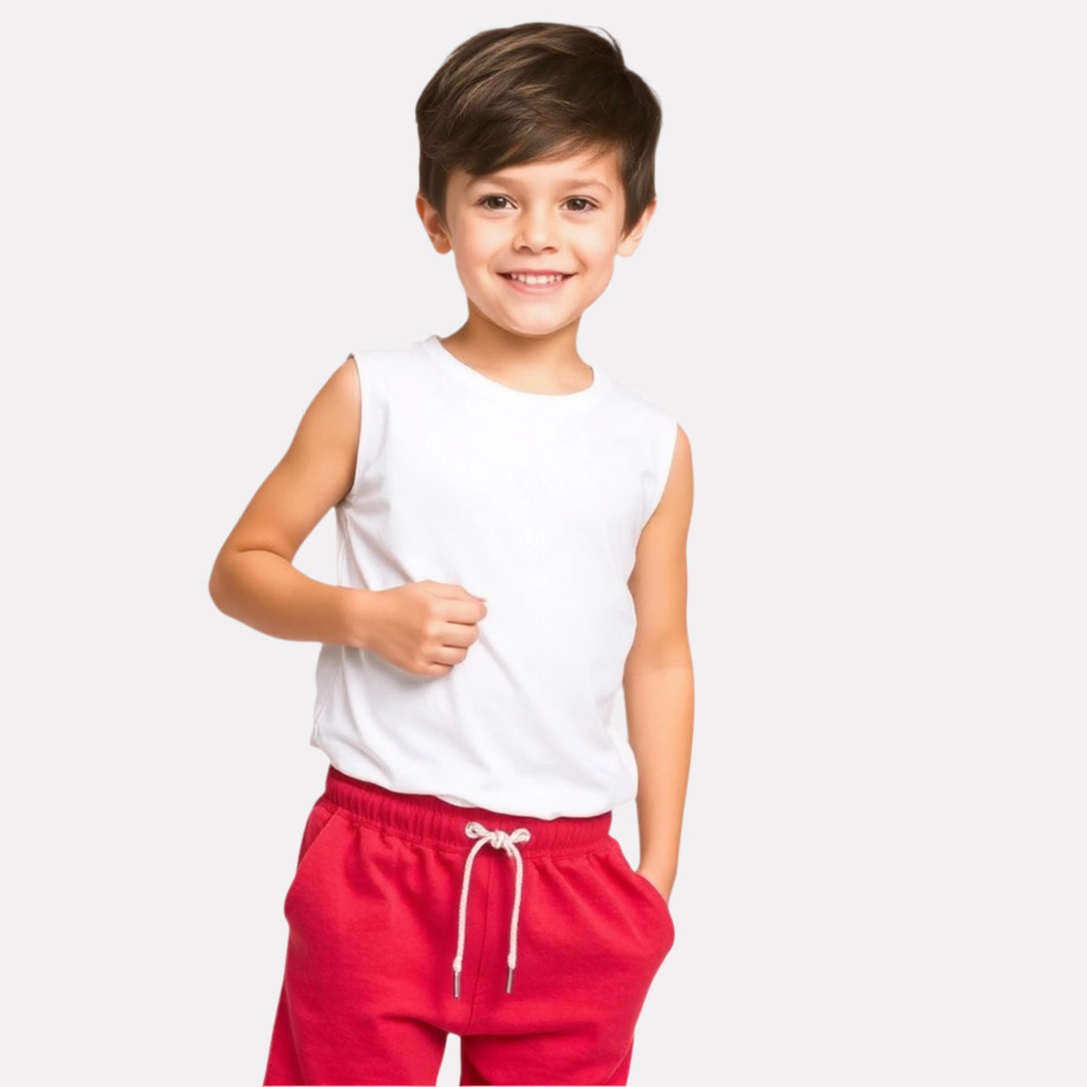 White Tee & Red Shorts for Boys