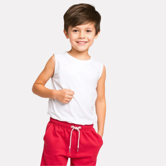 White Tee & Red Shorts for Boys