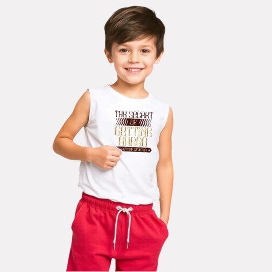 White T-Shirt with Matching Shorts for Boy