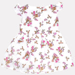 Floral Printed Cap Sleeves Cotton A-Line Top White