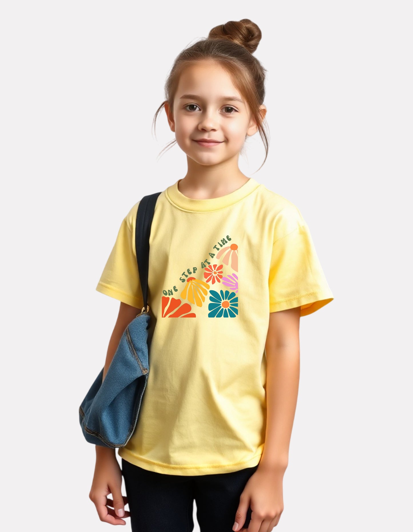 Junior Girl Printed light yellow Cotton T-Shirt