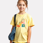 Junior Girl Printed light yellow Cotton T-Shirt