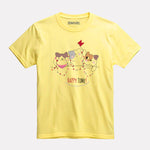 Printed light yellow Cotton T-Shirt for Girls
