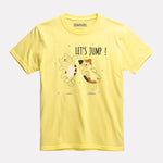 Printed light yellow Cotton T-Shirt for Girls