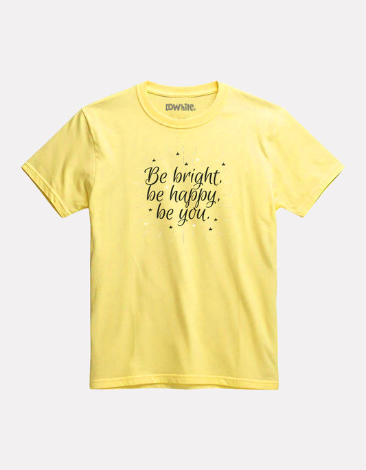 Printed light yellow Cotton T-Shirt for Girls