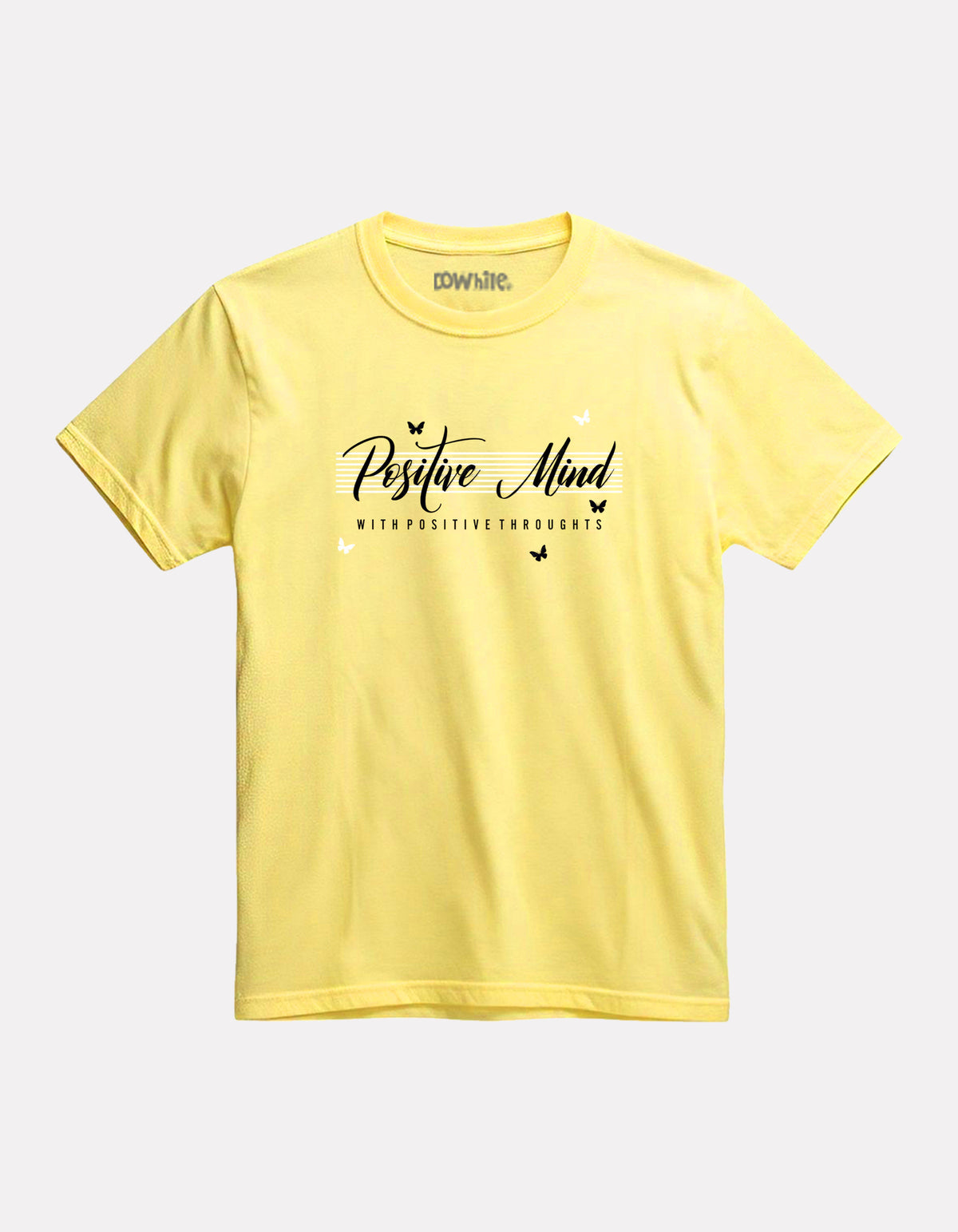 Printed light yellow Cotton T-Shirt for Girls