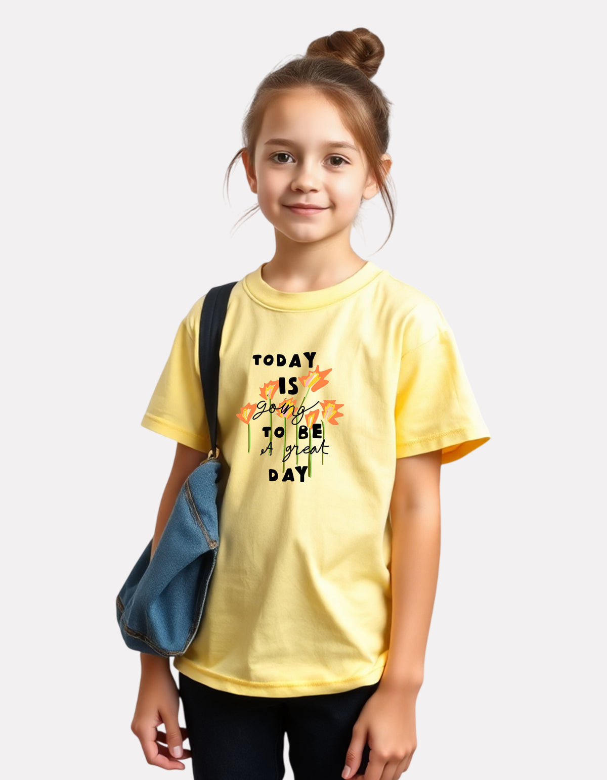 Junior Girl Printed light yellow Cotton T-Shirt