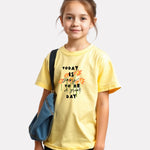 Junior Girl Printed light yellow Cotton T-Shirt