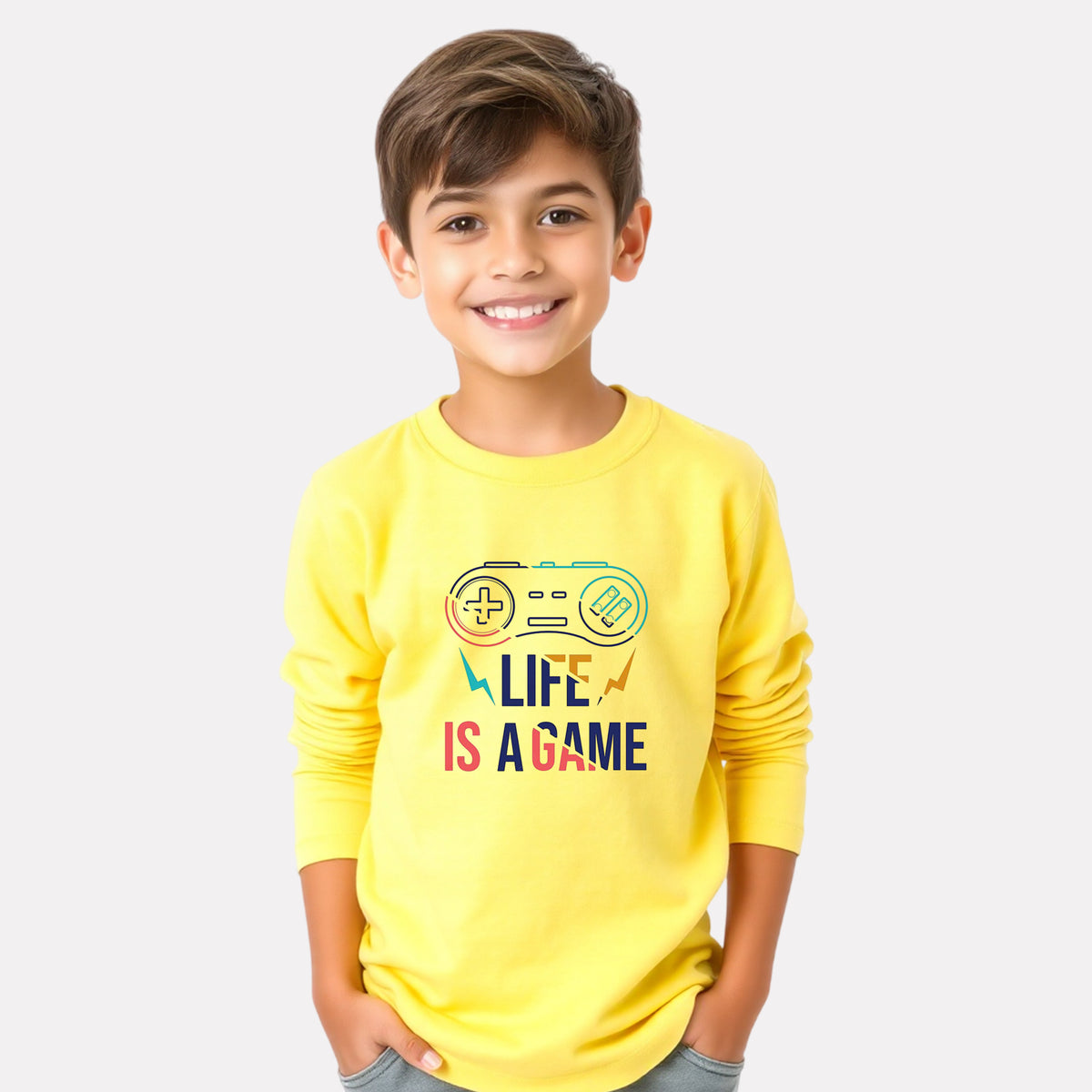 Junior Boy Stylish Printed Full Sleeve T-Shirt