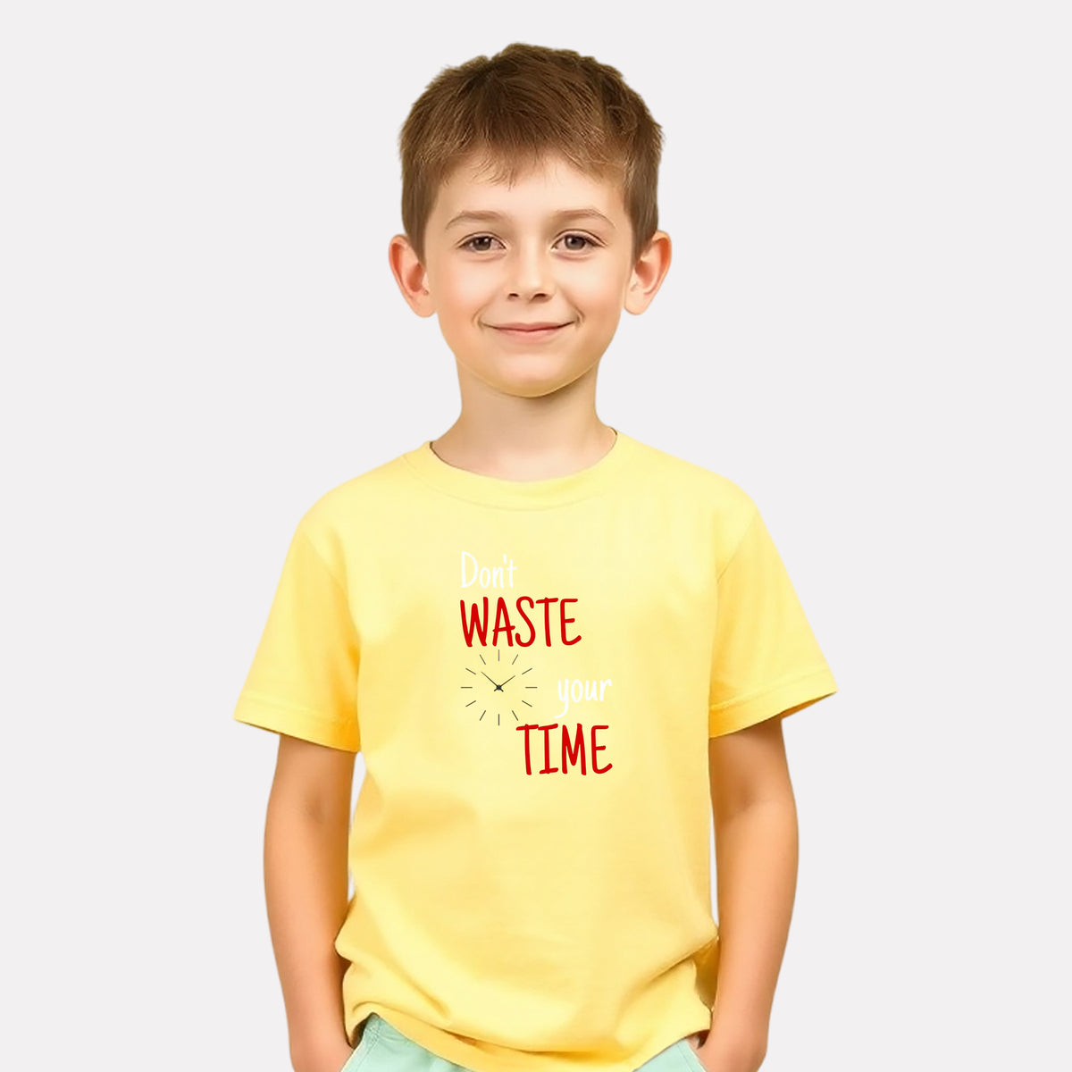 Junior Printed Light Yellow Casual Cotton T-Shirt