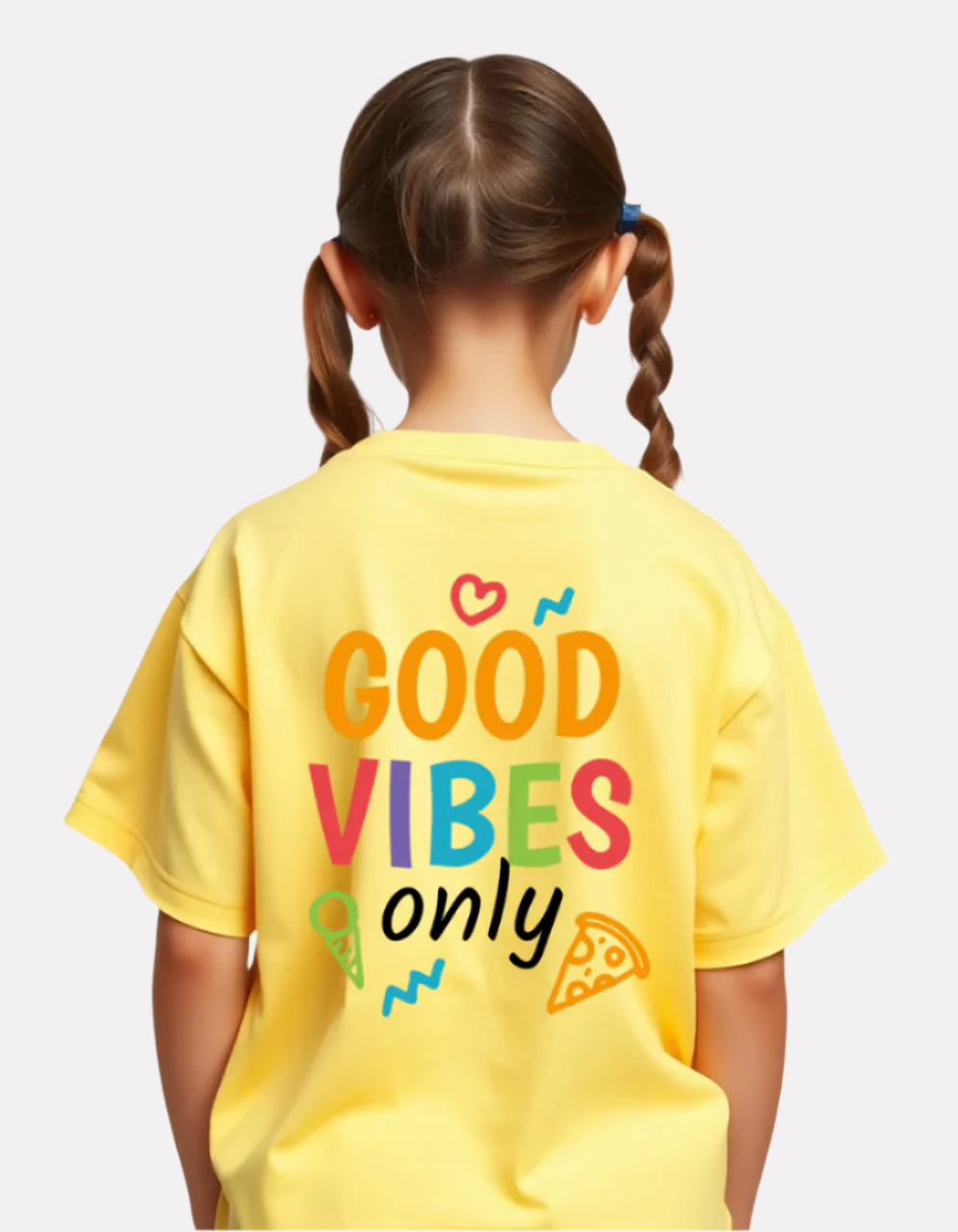 Girls Printed Oversized T-Shirt Yellow Color