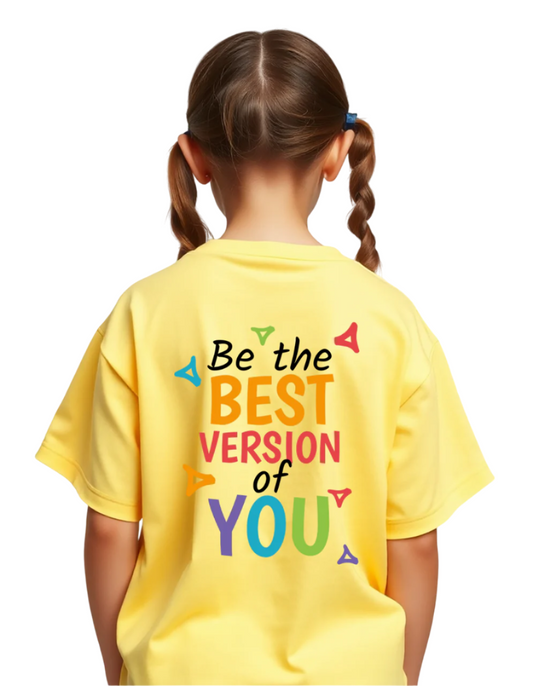 Girls Printed Oversized T-Shirt Yellow Color