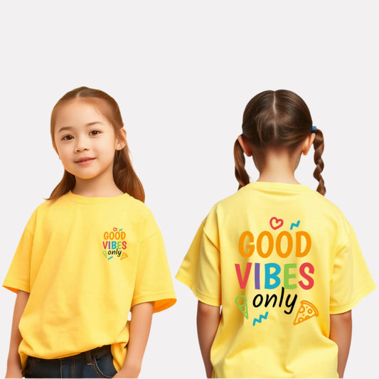 Girls Printed Oversized T-Shirt Yellow Color