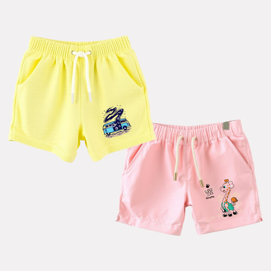 Pack of 2 Girl Regular Fit Cotton Shorts
