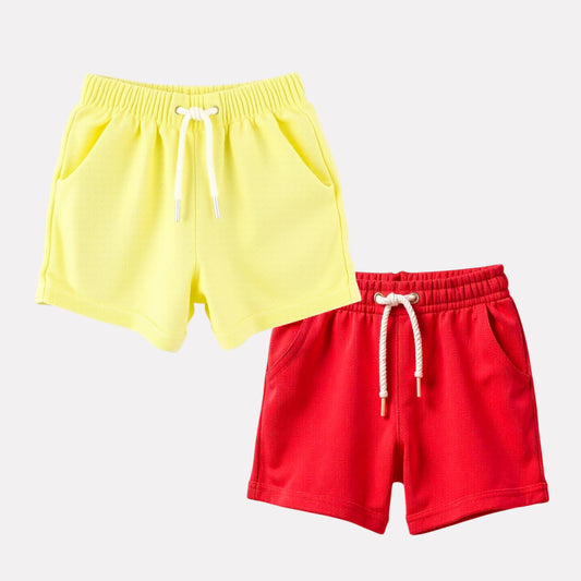 Girls Pack Of 2 Plain Pure Cotton Shorts